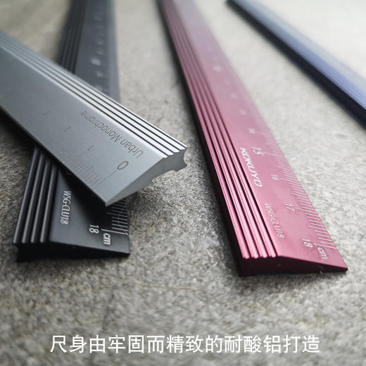 国誉铝制直尺18cm 铝合金金属尺子学生手绘画图测量不锈钢铁尺 商品图3