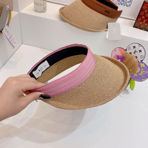 日本原单CA4LA高品质空顶防晒草帽-粉色 商品图7