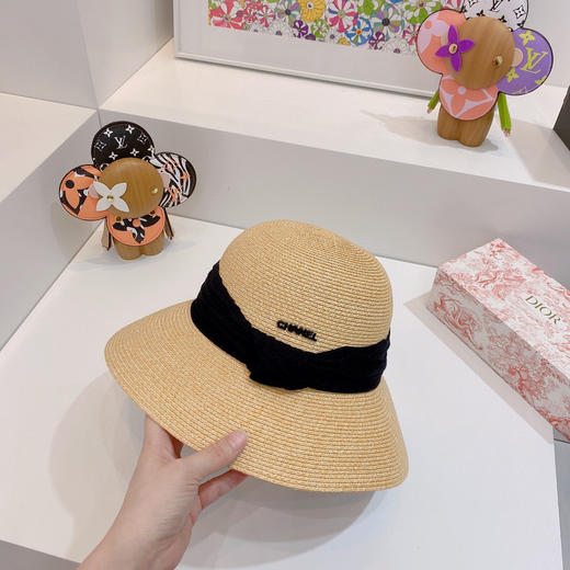 Ch@nel小香夏季新款细辫平顶礼帽-黑色 商品图4