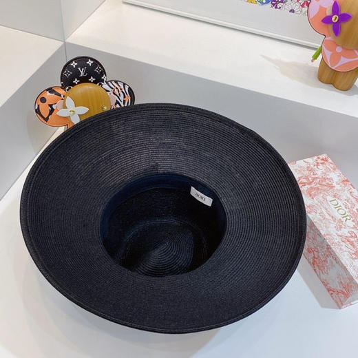 D!or春夏款PP草布遮阳帽太阳帽-藏青 商品图8