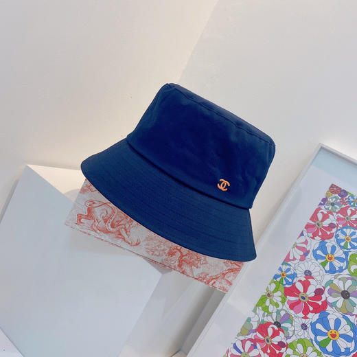 Chan*l小香新款纯棉刺绣小logo-蓝色 商品图0