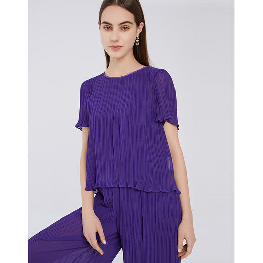 EITIE爱特爱夏季新款宽松舒适显瘦百搭压褶直筒小上衣女6213911 商品图2