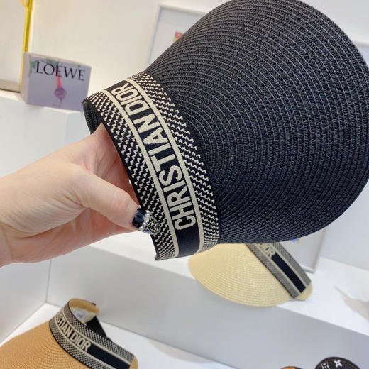迪奥2021春夏新款字母织带空顶帽-黑色 商品图5