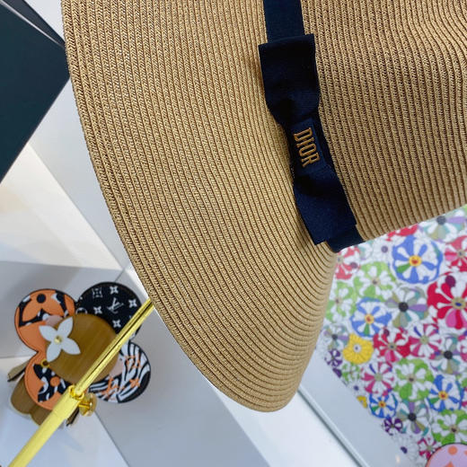 D!or春夏款PP草布遮阳帽太阳帽-黑色 商品图2