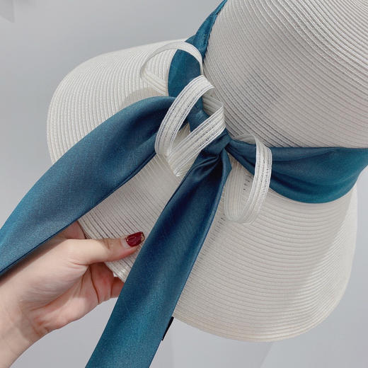 D!or春夏款PP草布遮阳帽太阳帽-白色 商品图7