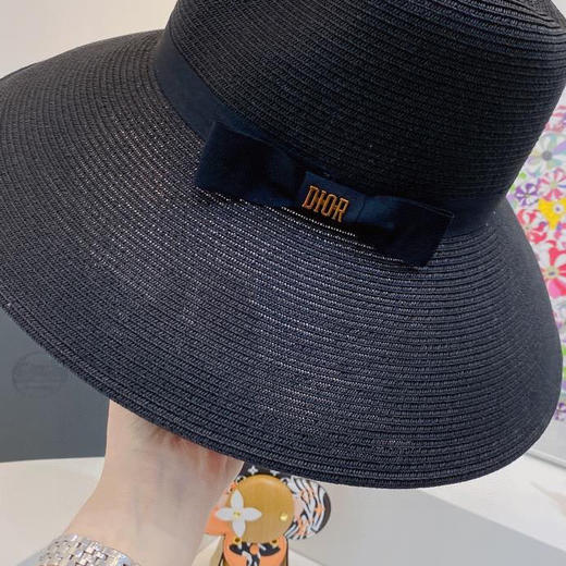 D!or春夏款PP草布遮阳帽太阳帽-藏青 商品图6