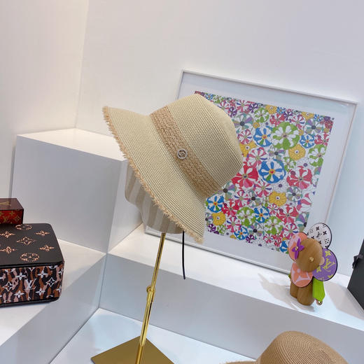 chanel小香春夏新款复古度假风拼接小盆帽礼帽-浅色 商品图0