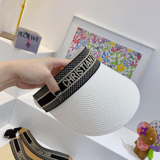 迪奥2021春夏新款字母织带空顶帽-白色 商品图5