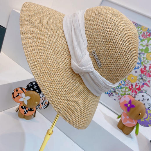 Ch@nel小香夏季新款细辫平顶礼帽-白色 商品图1