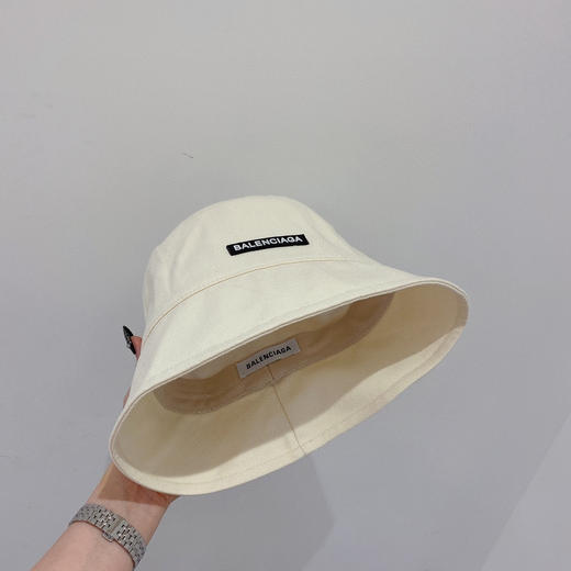 BALENCIAGA巴黎世家新款纯棉小檐渔夫帽-白色 商品图5
