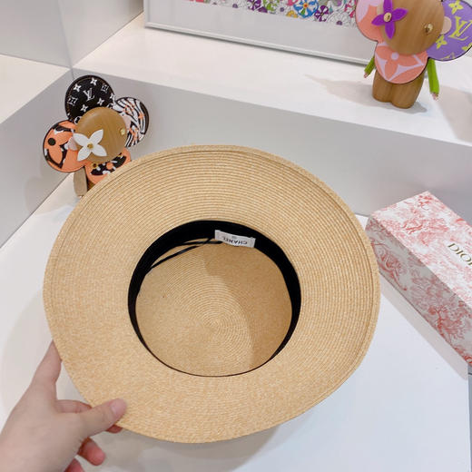 Ch@nel小香夏季新款细辫平顶礼帽-黄色 商品图8