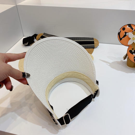 迪奥2021春夏新款字母织带空顶帽-白色 商品图7