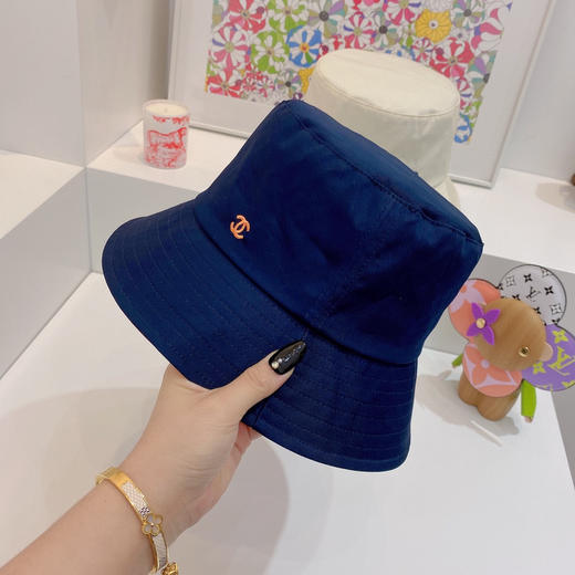 Chan*l小香新款纯棉刺绣小logo-蓝色 商品图3