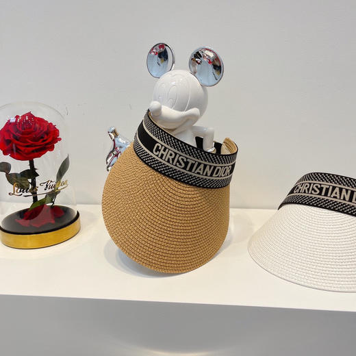 迪奥2021春夏新款字母织带空顶帽-杏色 商品图5