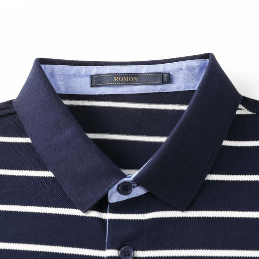 罗蒙夏季新品男士短袖t恤商务通勤纯棉舒适条纹polo衫男 商品图4