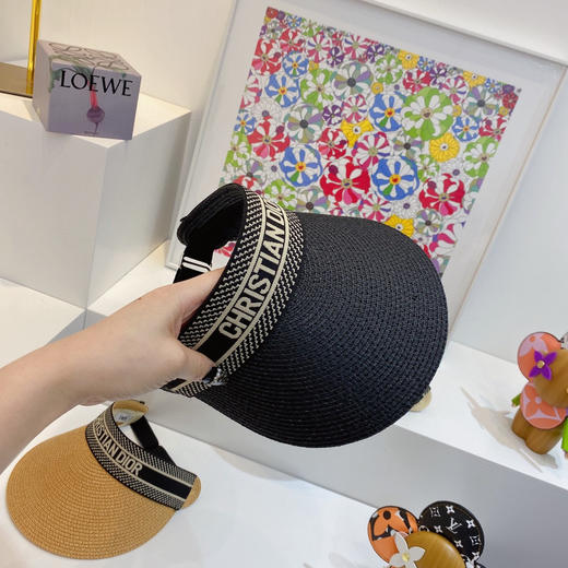 迪奥2021春夏新款字母织带空顶帽-黑色 商品图2