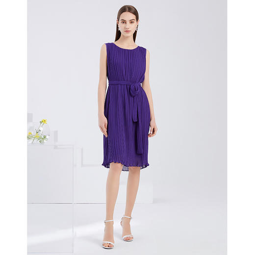 EITIE爱特爱夏季新款时尚舒适宽松显瘦压褶收腰无袖A版连衣裙6207946 商品图1