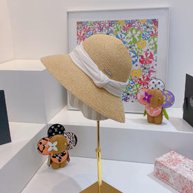 Ch@nel小香夏季新款细辫平顶礼帽-白色