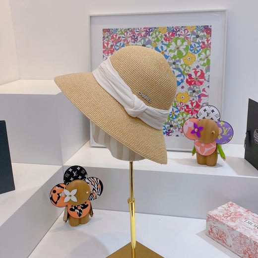 Ch@nel小香夏季新款细辫平顶礼帽-白色 商品图0