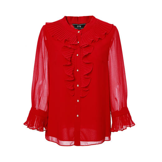 EITIE爱特爱新款时尚洋气复古荷叶边显瘦直筒上衣女6209910 商品图4