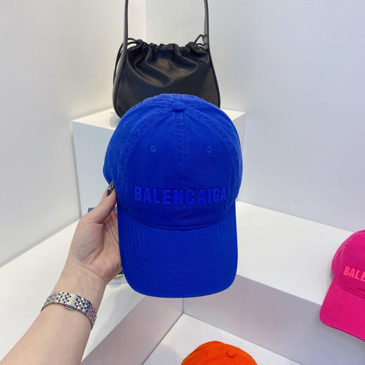 BAL巴黎shi家新款彩色纯棉棒球帽-蓝色 商品图1