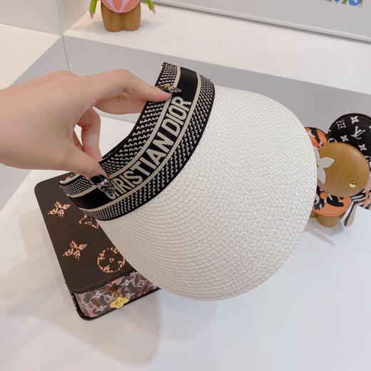 迪奥2021春夏新款字母织带空顶帽-白色 商品图1