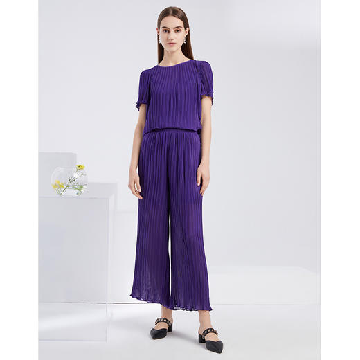 EITIE爱特爱夏季新款宽松舒适遮肉显瘦垂坠百褶阔腿裤女6205904 商品图1