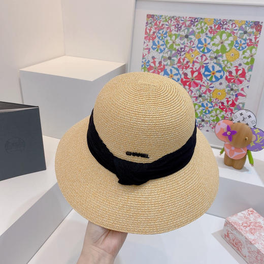 Ch@nel小香夏季新款细辫平顶礼帽-黑色 商品图7