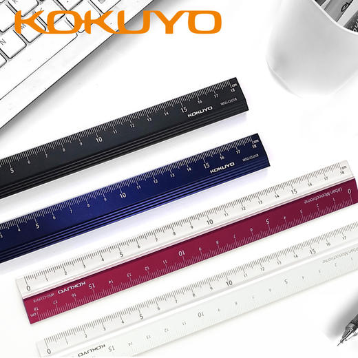 国誉铝制直尺18cm 铝合金金属尺子学生手绘画图测量不锈钢铁尺 商品图0