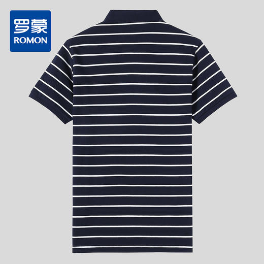 罗蒙夏季新品男士短袖t恤商务通勤纯棉舒适条纹polo衫男 商品图1