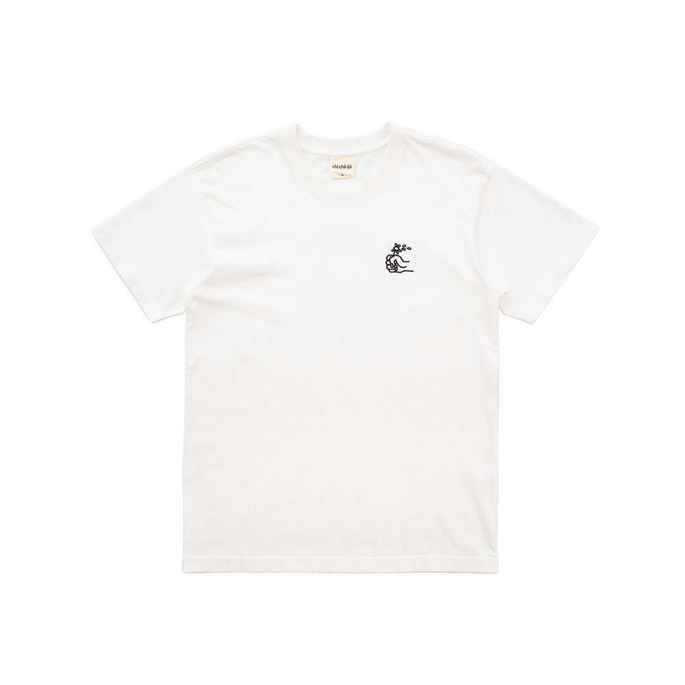 吃茶去chichaqu宽松Tee刺绣握花