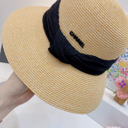 Ch@nel小香夏季新款细辫平顶礼帽-黑色 商品图6