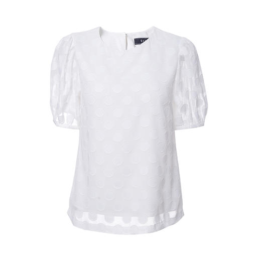 EITIE爱特爱夏季新款时尚洋气波点雪纺显瘦泡泡袖小上衣女T恤6213912 商品图4