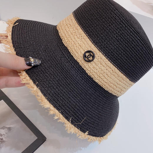 chanel小香春夏新款复古度假风拼接小盆帽礼帽-黑色 商品图5