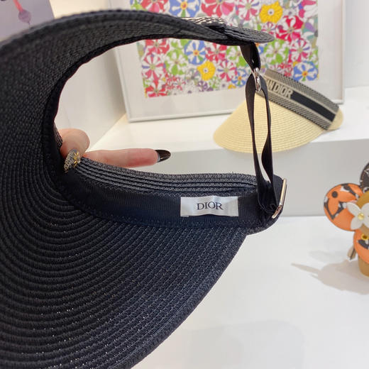 迪奥2021春夏新款字母织带空顶帽-黑色 商品图7