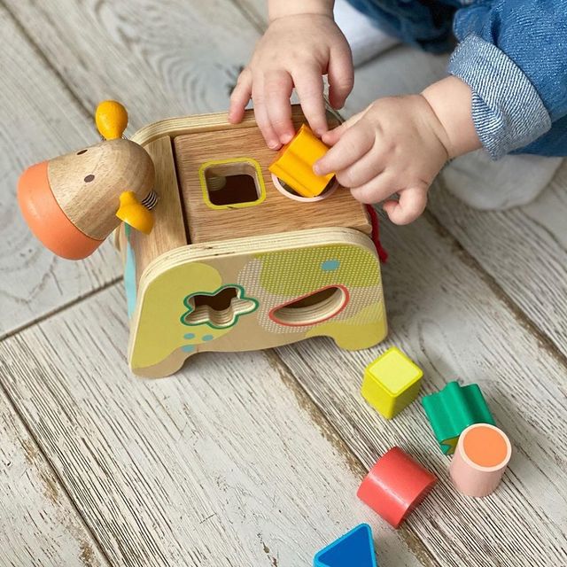 djeco宝宝几何形状颜色配对认知分类积木盒智力盒木质儿童玩具1岁