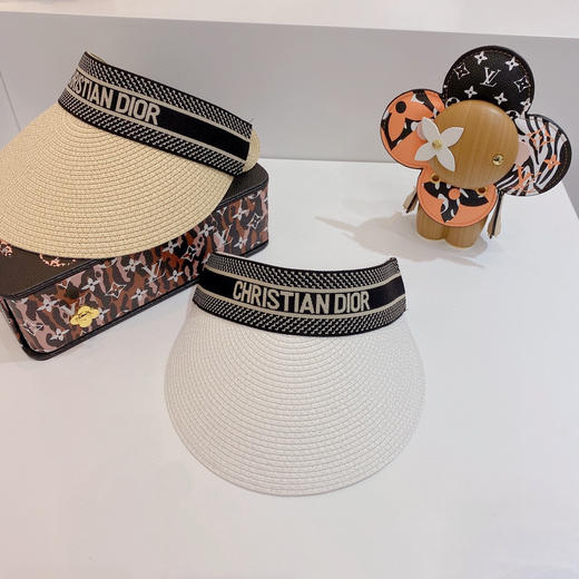 迪奥2021春夏新款字母织带空顶帽-白色 商品图3