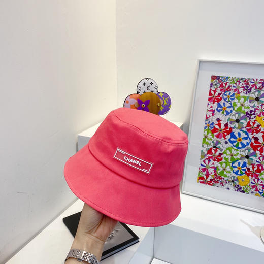 chanel小香shi家新款彩色纯棉渔夫🔝帽-桃红 商品图1