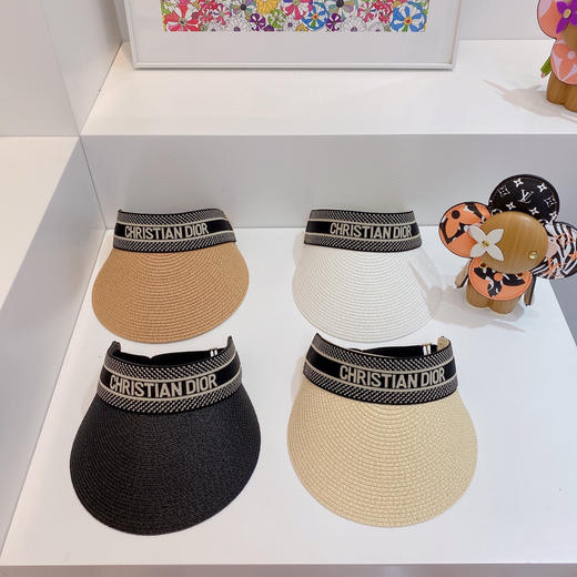 迪奥2021春夏新款字母织带空顶帽-白色 商品图8