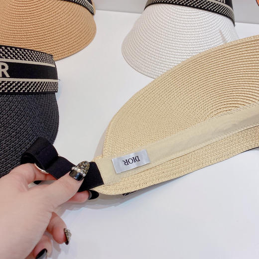 迪奥2021春夏新款字母织带空顶帽-米杏色 商品图4