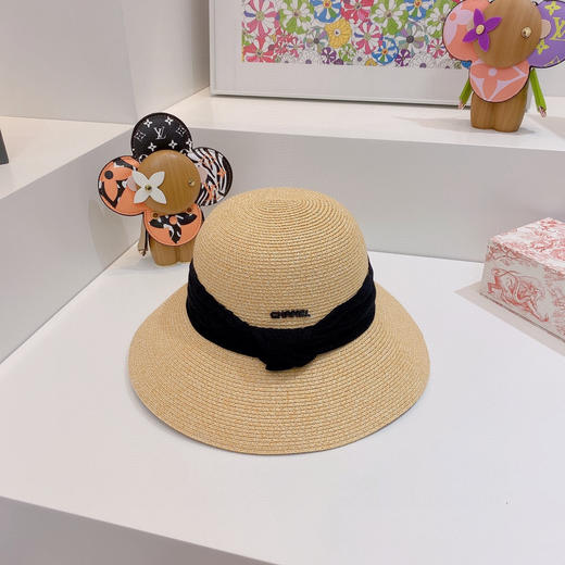 Ch@nel小香夏季新款细辫平顶礼帽-黑色 商品图3