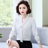 QB8092 洋气雪纺衬衣女长袖2021春季新款时尚气质小衫设计感撞色飘带衬衫 商品缩略图3