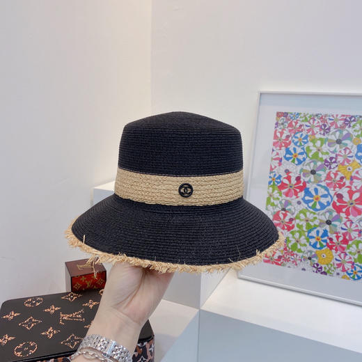 chanel小香春夏新款复古度假风拼接小盆帽礼帽-黑色 商品图6