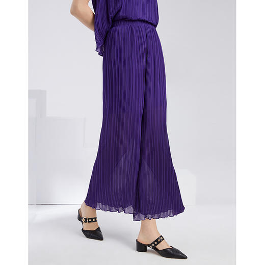 EITIE爱特爱夏季新款宽松舒适遮肉显瘦垂坠百褶阔腿裤女6205904 商品图2