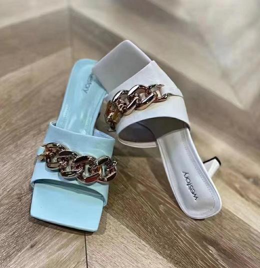 westory女鞋2021夏季新款方头链条凉拖鞋W21BJ60831 商品图1