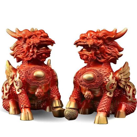 全铜彩绘麒麟摆件，办公家居客厅玄关装饰品 商品图7