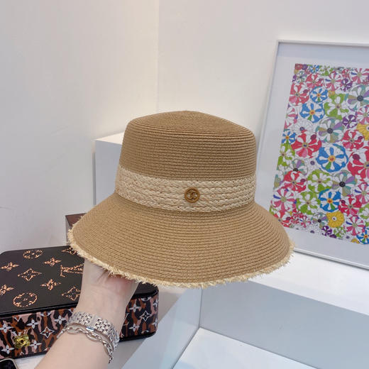 chanel小香春夏新款复古度假风拼接小盆帽礼帽-深色 商品图7