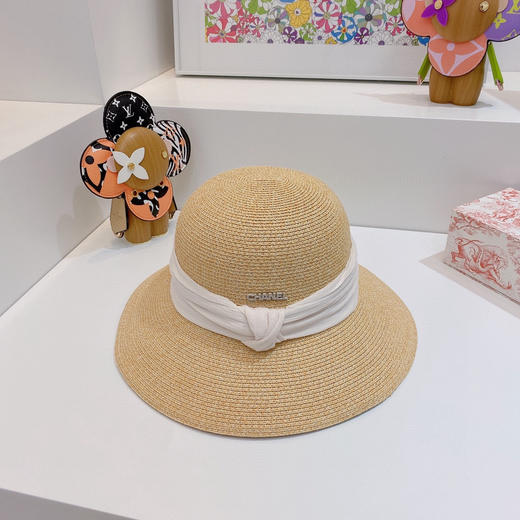 Ch@nel小香夏季新款细辫平顶礼帽-白色 商品图3