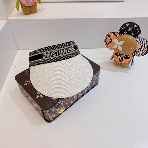 迪奥2021春夏新款字母织带空顶帽-白色 商品图0