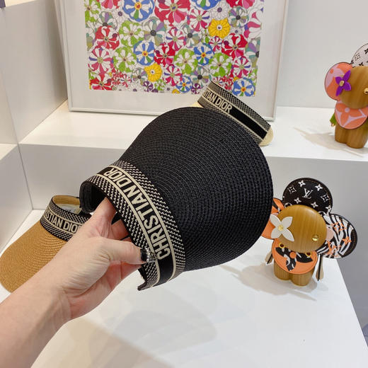 迪奥2021春夏新款字母织带空顶帽-黑色 商品图6